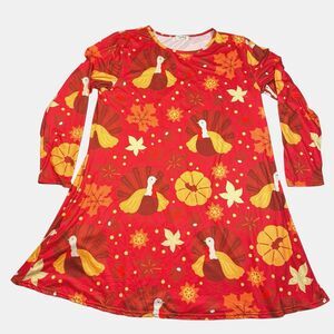 Spadehill Festive Fall Thanksgiving Turkey Leaves Dress Hand Pockets Fun Size XL